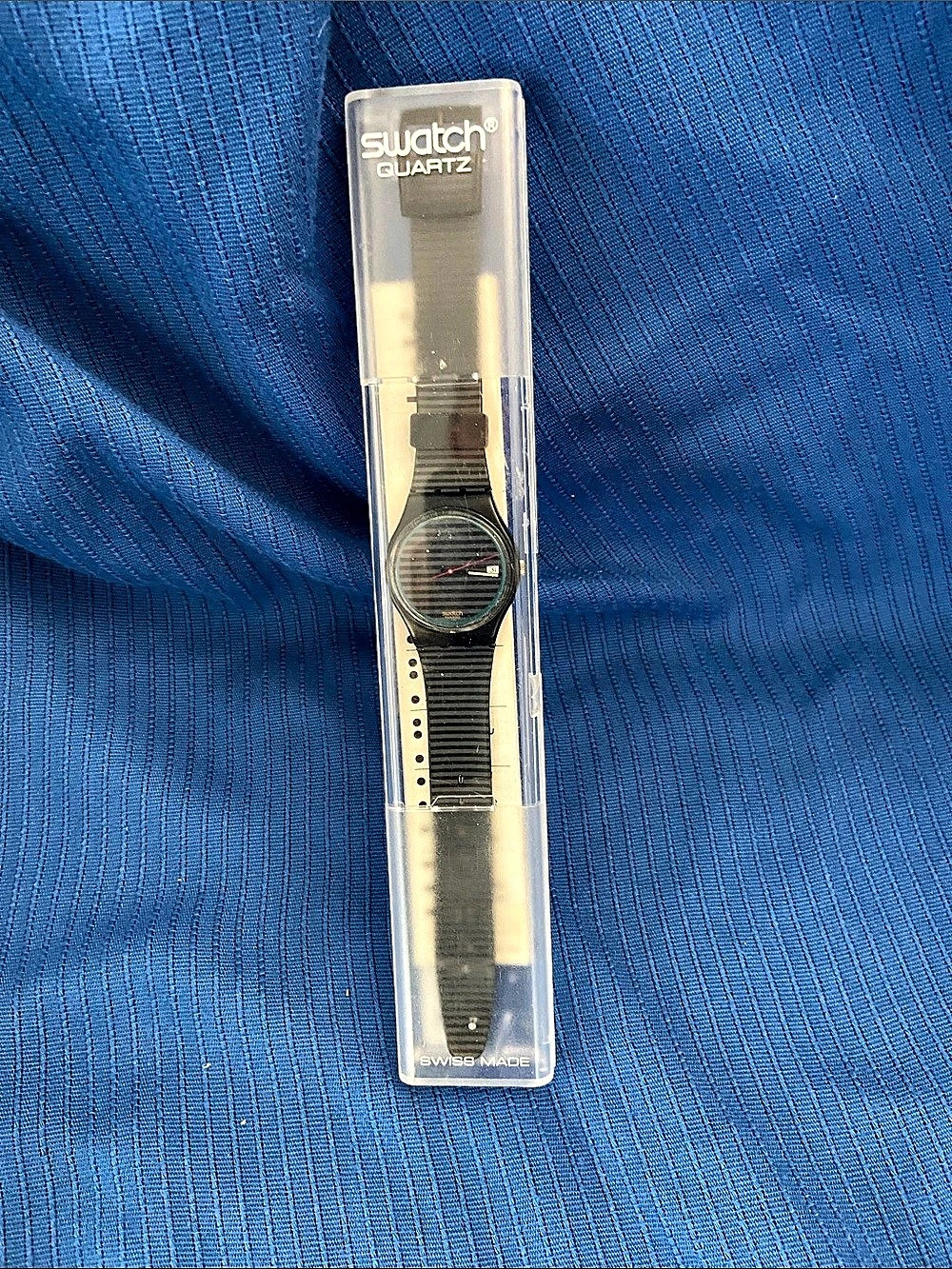 Swatch Grey Line Quartz Watch Black & Blue
